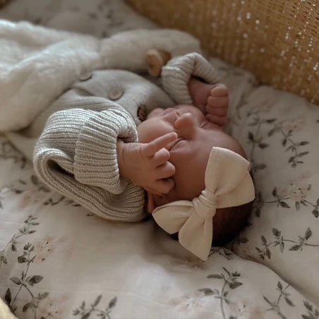 Linen Baby Bow Headband - Ivory