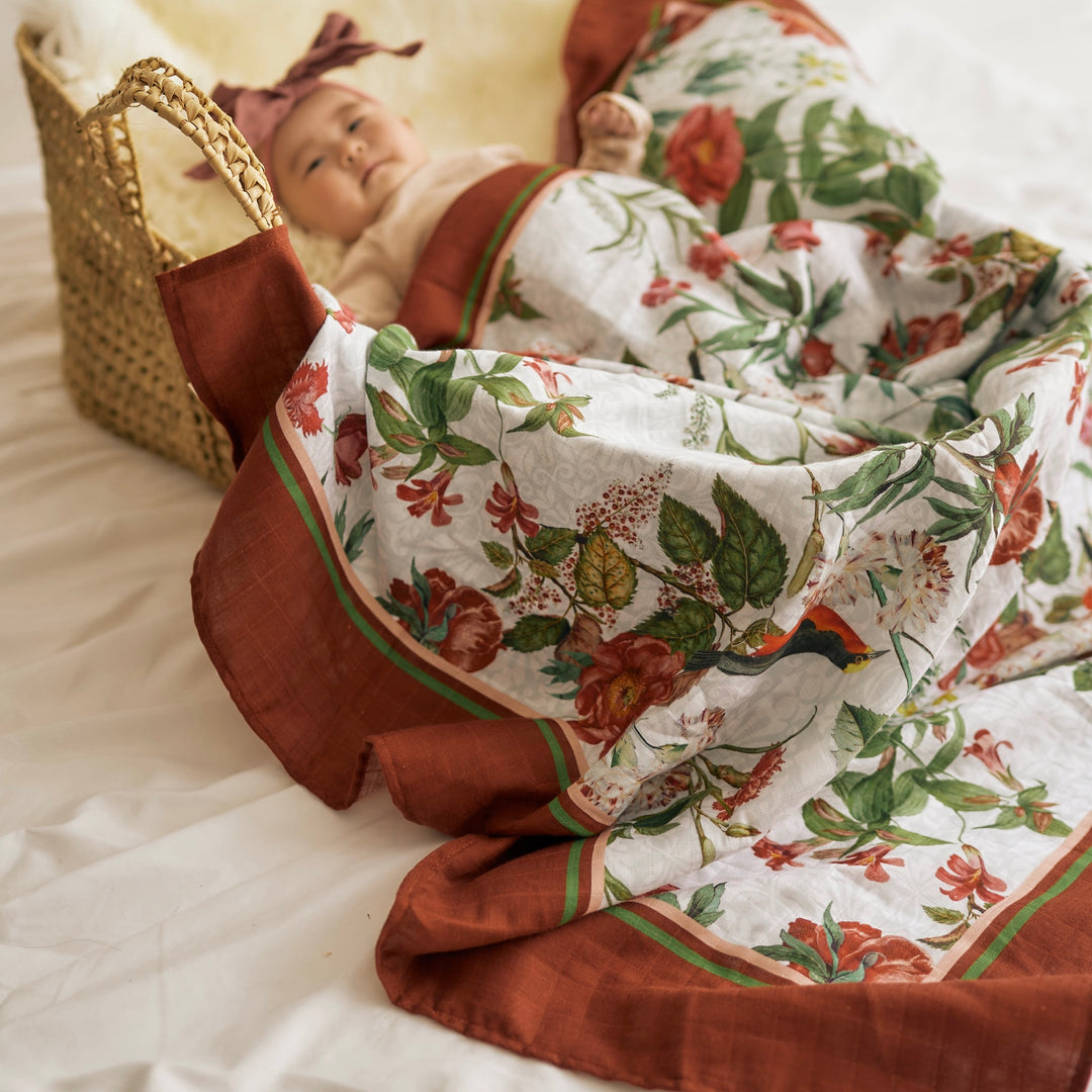 Fiore &amp; Bordeaux Swaddle