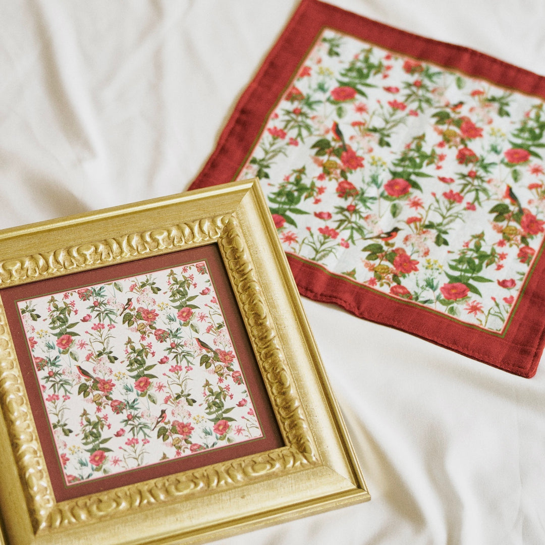 Fiore &amp; Bordeaux Handkerchief