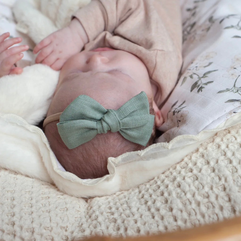 Linen Baby Bow Headband - Teal